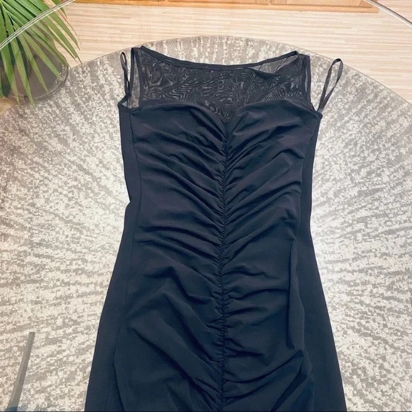 Chiara Boni La Petite Robe rouched black mesh neckline gown 38 - Picture 3 of 11